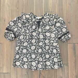 C&C Black Pink Boho Peasant Floral Top S NWT